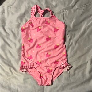 Pink Strawberry Print Swimsuit